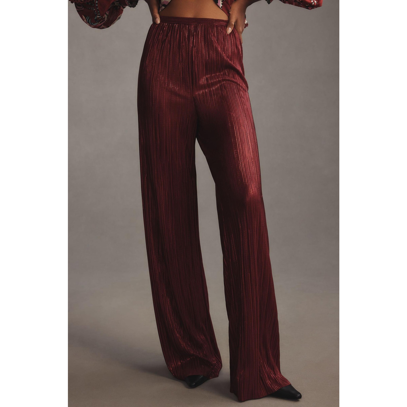 Nwt Sabina Musayev Bradley Metallic Violet Plisse Pants - Size Small — image 4 of 5